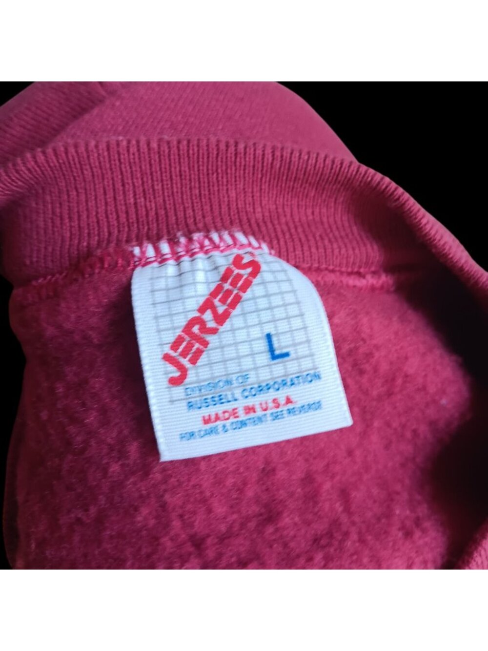 Blank Large JERZEES Vintage Crewneck Sweatshirt Burgundy Fleece Pullover USA